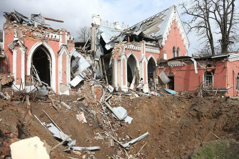 The damaged building of Chernihiv youth library