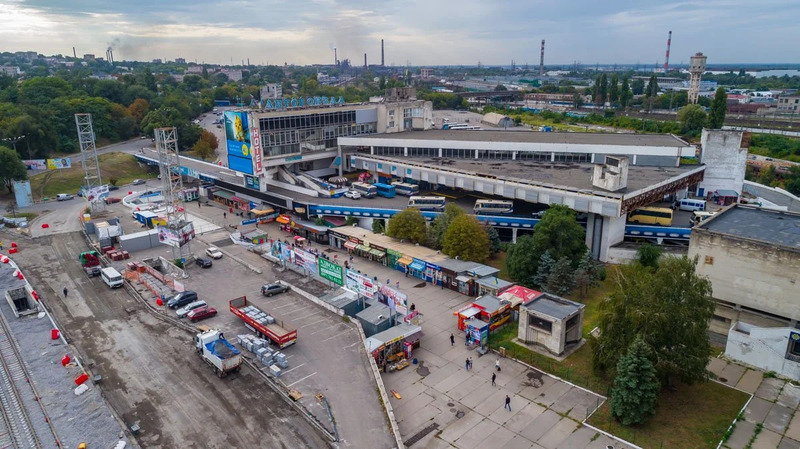 Aerial view of the Bus station before the attack
