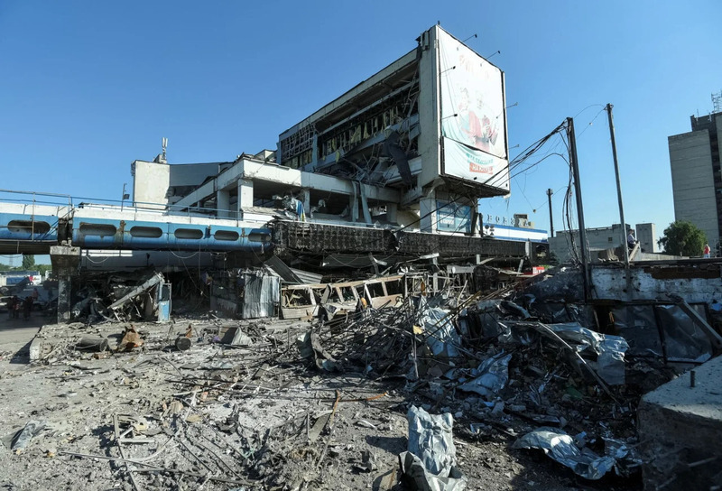 Ruins of the bus station on the day of the attack