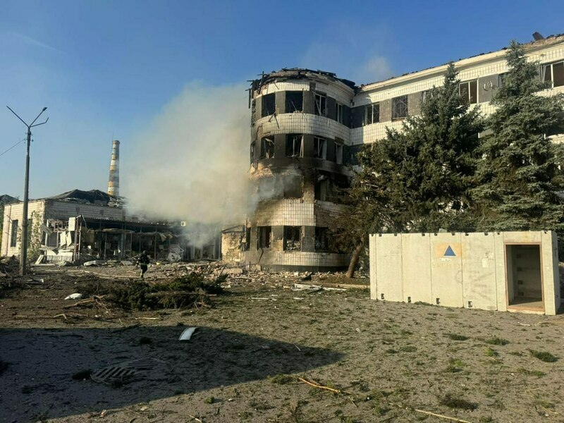 Damaged city administration building, 2024