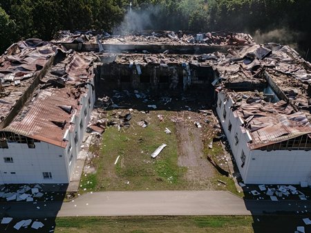 Aerial shot of the building in 2018